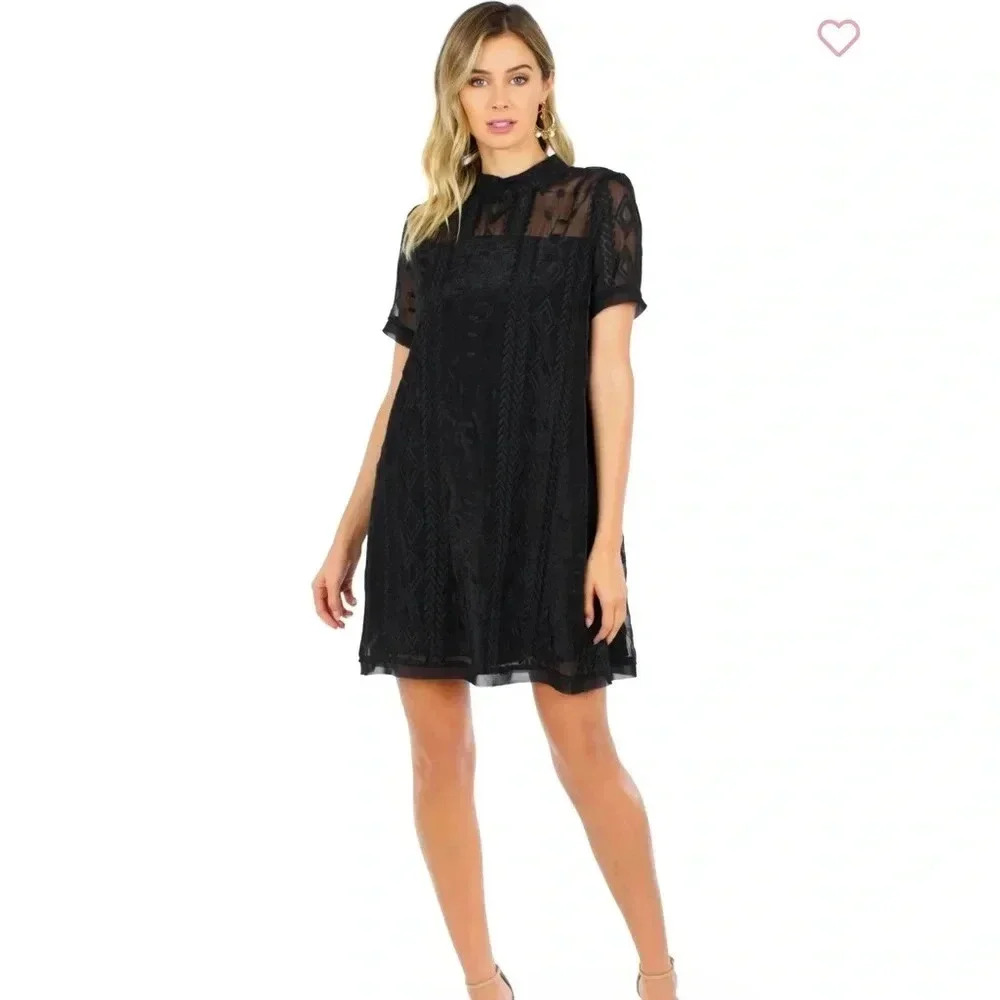 Moon River Organza Lace Dress, Size Small, Black
